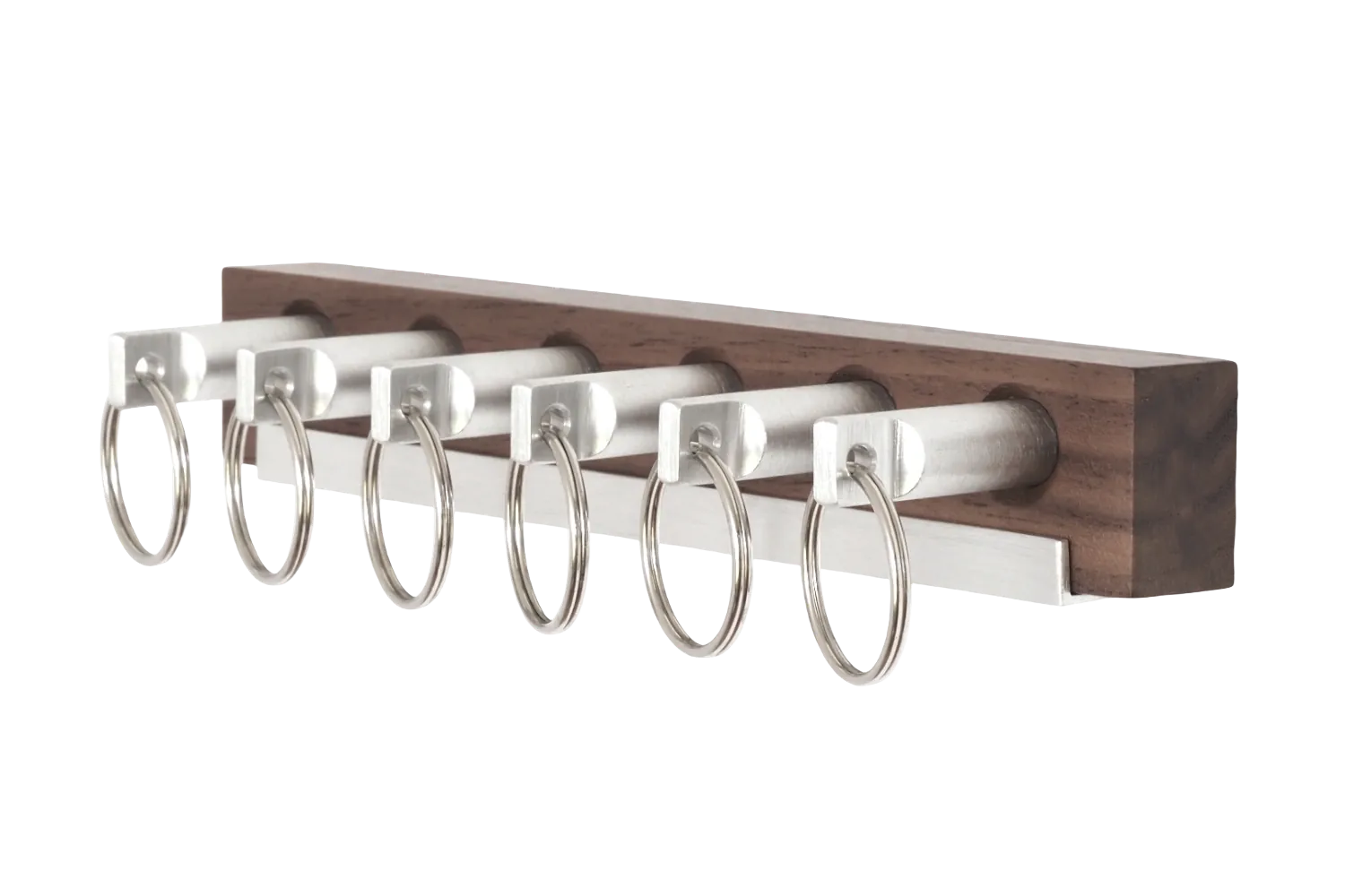 Design Schlüsselbrett aus Nussbaum und Aluminium